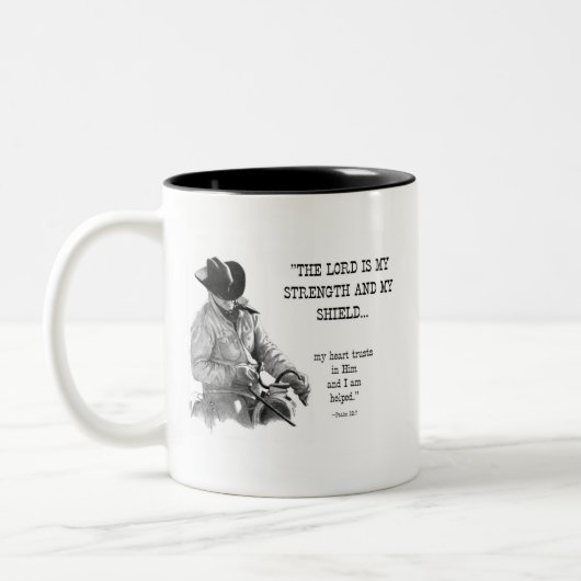 COWBOY: BIEL: STRENTGH, SHIELD: PENCIL REALISM TWEEKLEURIGE KOFFIEMOK (Links)