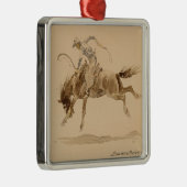 Cowboy bij een Bucking Horse van Edward Borein Metalen Ornament (Rechts)