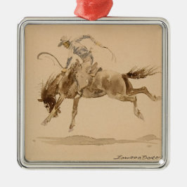 Cowboy bij een Bucking Horse van Edward Borein Metalen Ornament