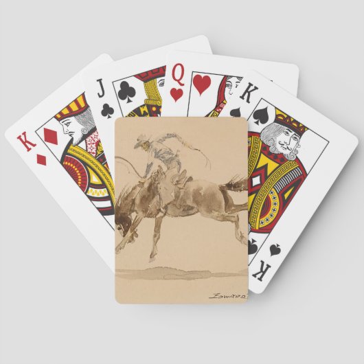 Cowboy bij een Bucking Horse van Edward Borein Pokerkaarten (Achterkant)