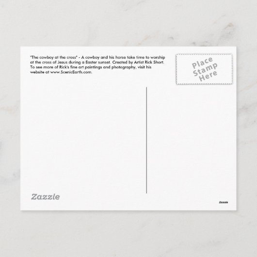 Cowboy bij het Cross Easter Christelijk Briefkaart (Achterkant)