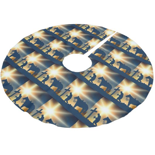 Cowboy bij het kruis Westerne kerstboomrok Kerstboom Rok (Gekanteld)