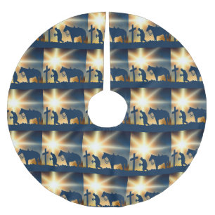 Cowboy bij het kruis Westerne kerstboomrok Kerstboom Rok