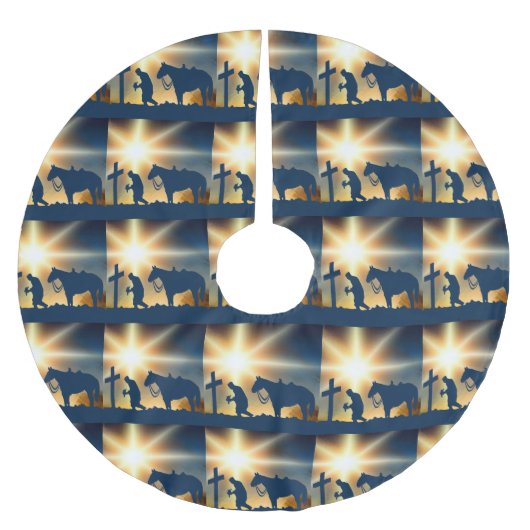 Cowboy bij het kruis Westerne kerstboomrok Kerstboom Rok (Voorkant)