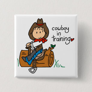 Cowboy bij het trainen van T-shirts en cadeaus Vierkante Button 5,1 Cm