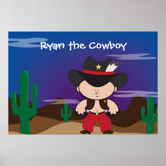 Cowboy bij nacht kamer decor Poster (Voorkant)