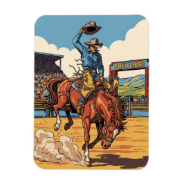 Cowboy bij Rodeo in Cheyenne Wyoming Reizen Magneet