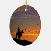 Cowboy bij Sunset Keramisch Ornament (Rechts)