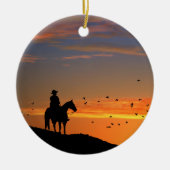 Cowboy bij Sunset Keramisch Ornament (Voorkant)