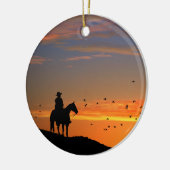 Cowboy bij Sunset Keramisch Ornament (Links)