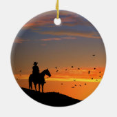 Cowboy bij Sunset Keramisch Ornament (Achterkant)