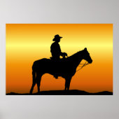 Cowboy bij Sunset Wall Mural Poster (Voorkant)