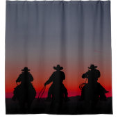 cowboy bij zonsondergang douchegordijn (Voorkant)