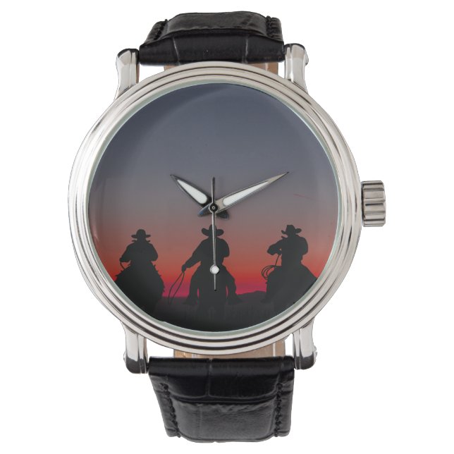 cowboy bij zonsondergang horloge (Voorkant)