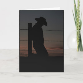 Cowboy bij zonsondergang kaart