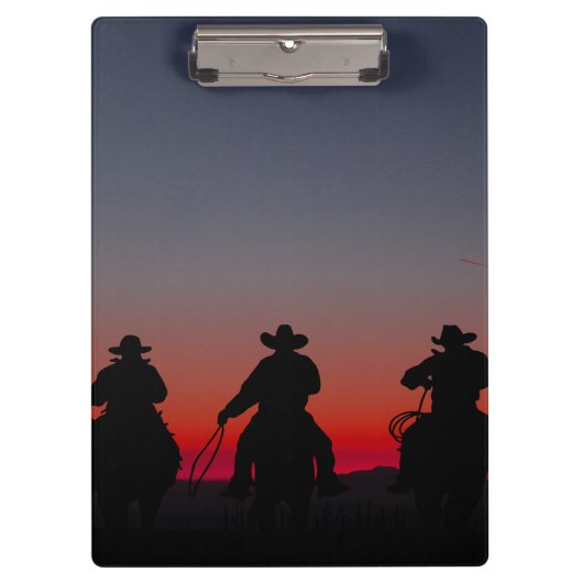 cowboy bij zonsondergang klembord (Voorkant)