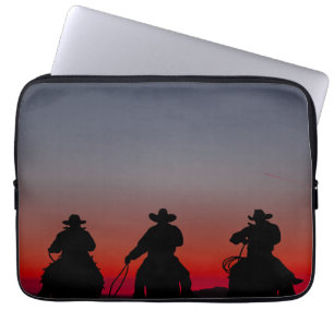 cowboy bij zonsondergang laptop sleeve