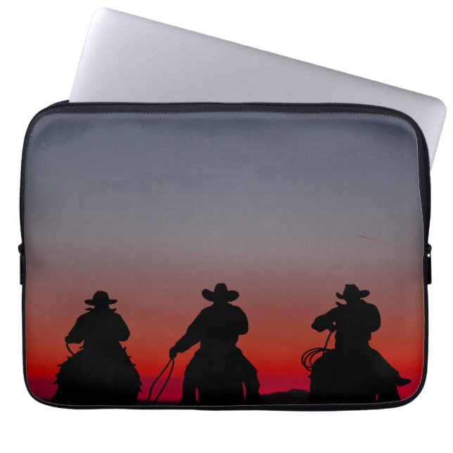 cowboy bij zonsondergang laptop sleeve (Voorkant)