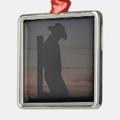 Cowboy bij zonsondergang metalen ornament (Links)