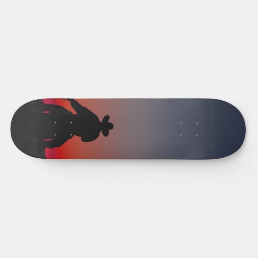 cowboy bij zonsondergang persoonlijk skateboard (Horizontaal)