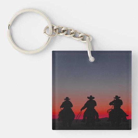 cowboy bij zonsondergang sleutelhanger (voorkant)