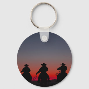 cowboy bij zonsondergang sleutelhanger