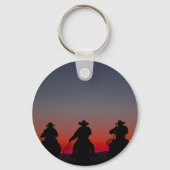 cowboy bij zonsondergang sleutelhanger (Achterkant)