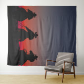 cowboy bij zonsondergang wandkleed (In Situ (horizontaal))