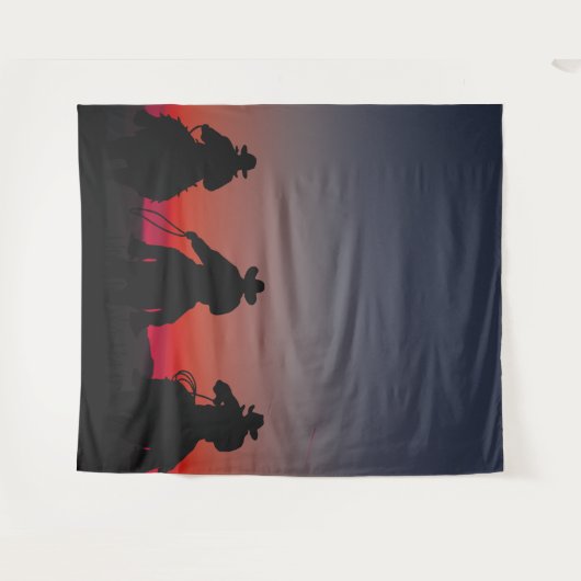cowboy bij zonsondergang wandkleed (Voorkant (horizontaal))