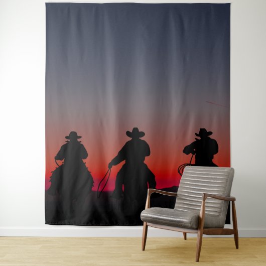 cowboy bij zonsondergang wandkleed (In situ)