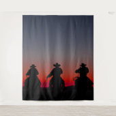 cowboy bij zonsondergang wandkleed (Voorkant)