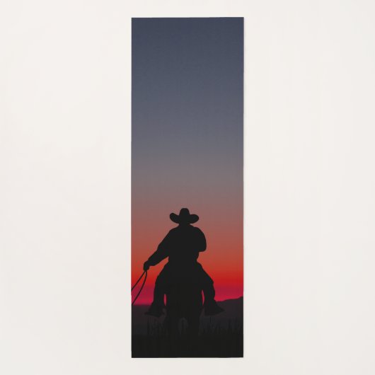 cowboy bij zonsondergang yogamat (Achterkant)
