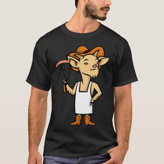 Cowboy Billy Goat Barbecue Chef Mascot 8e T-shirt (Voorkant)