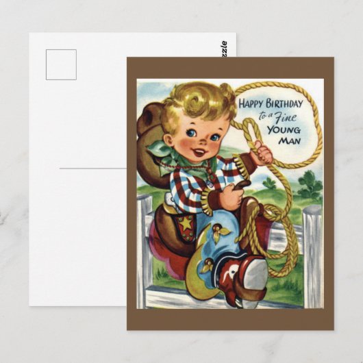 Cowboy Birthday Briefkaart (Voorkant / Achterkant)