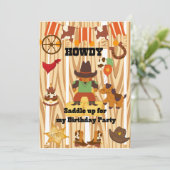 Cowboy Birthday - gepersonaliseerde uitnodiging (Staand voorkant)