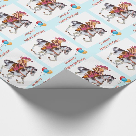 Cowboy Birthday Gift Wrap Cadeaupapier (Hoek)