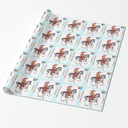 Cowboy Birthday Gift Wrap Cadeaupapier (Uitgerold)