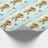 Cowboy Birthday Gift Wrap Cadeaupapier (Hoek)