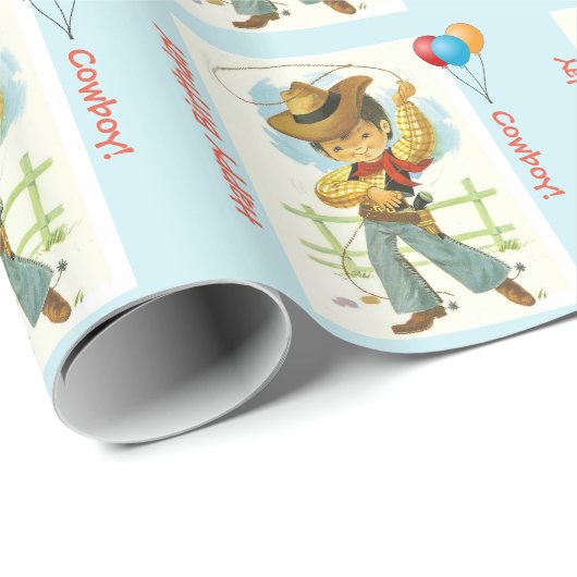 Cowboy Birthday Gift Wrap Cadeaupapier (Rol Hoek)