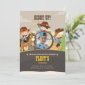Cowboy Birthday Invitation Ranch Party Kaart (Staand voorkant)