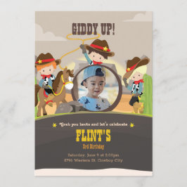 Cowboy Birthday Invitation Ranch Party Kaart