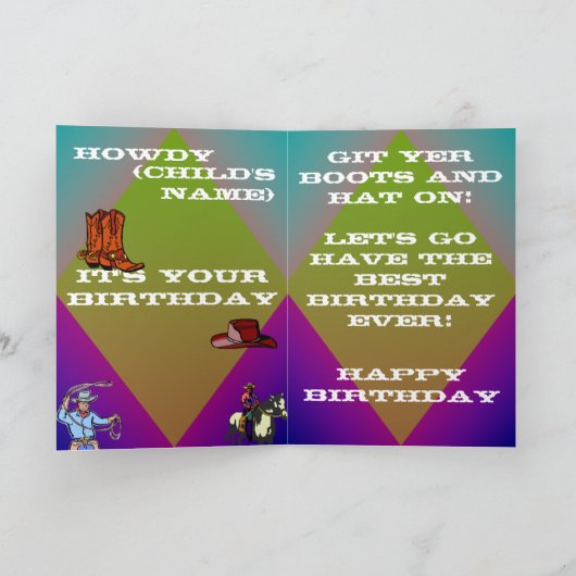 Cowboy Birthday Kaart (Binnen)