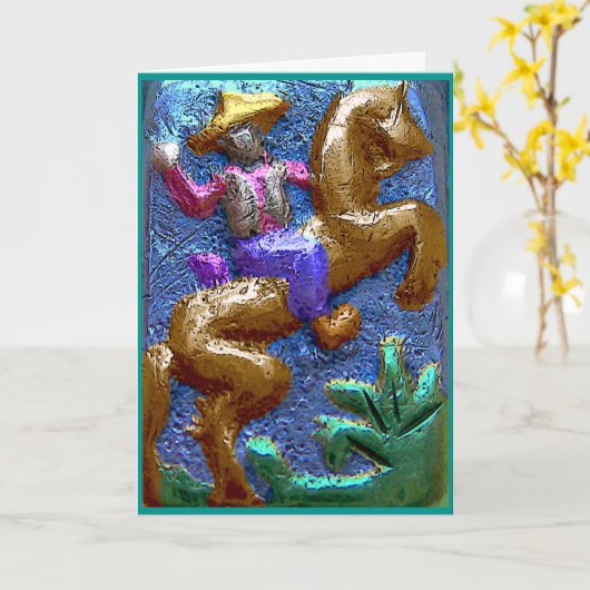 Cowboy Birthday-kaart Kaart (Gele Bloem)