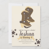 Cowboy Birthday Koe Print Brown Beige Invitation Kaart (Voorkant)