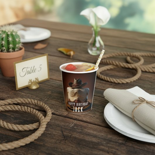 Cowboy Birthday Paper Cup – Rustieke Westerne taar Papieren Bekers