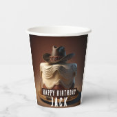 Cowboy Birthday Paper Cup – Rustieke Westerne taar Papieren Bekers (Achterkant)