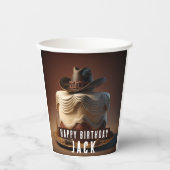 Cowboy Birthday Paper Cup – Rustieke Westerne taar Papieren Bekers (Voorkant)