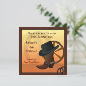 Cowboy Birthday Party Custom Invitation Kaart (Staand voorkant)