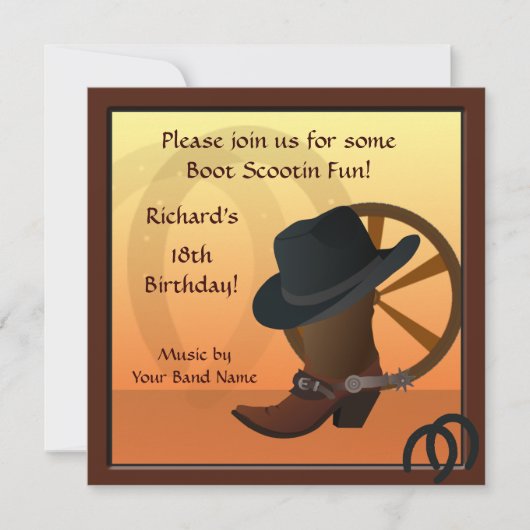 Cowboy Birthday Party Custom Invitation Kaart (Voorkant)