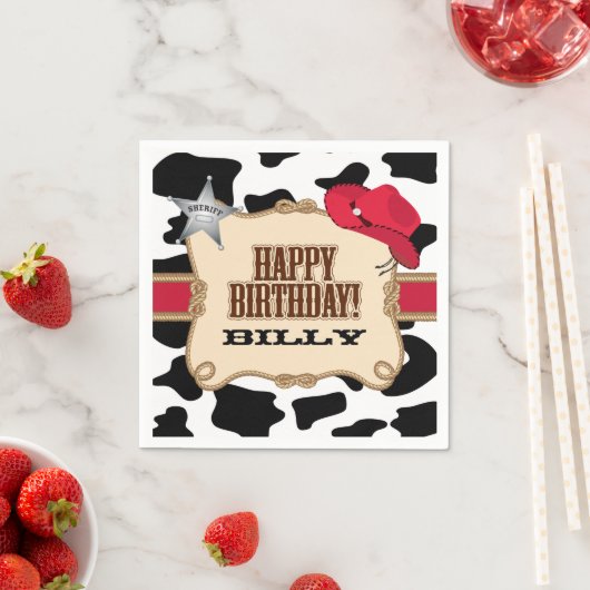 Cowboy Birthday Party, Custom Napkins Servetten (Insitu)